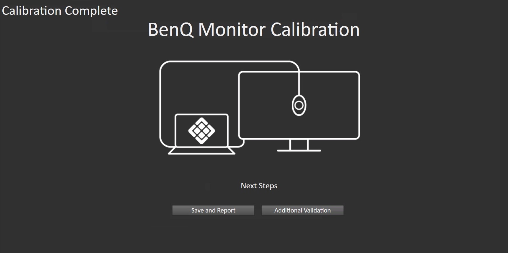 BenQ monitor calibration save config save and report additional validation