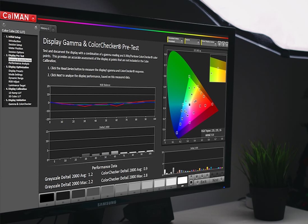 monitor displaying Calman software